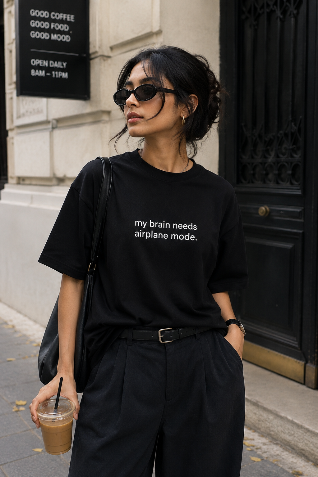 my brain needs airplane mode. – oversized t-shirt